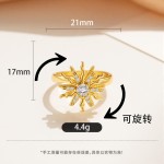 欧美跨境可旋转解压戒指锆石太阳花精致优雅女式解压开口戒指饰品