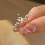 抖音直播货源1克拉仿莫桑石星河钻戒指女18K玫瑰金白金色婚戒批发