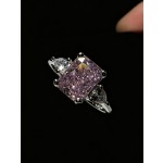 s925纯银戒指雷迪恩切冰花切戒环镀白金梨形石订婚戒指女饰品批发