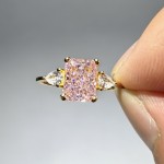 s925纯银戒指雷迪恩切冰花切戒环镀白金梨形石订婚戒指女饰品批发