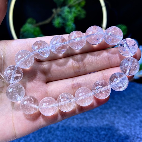 天然七彩暴风雪白阿塞白阿赛斯特莱水晶手串圆珠彩虹生日送礼批发