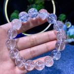 天然七彩暴风雪白阿塞白阿赛斯特莱水晶手串圆珠彩虹生日送礼批发