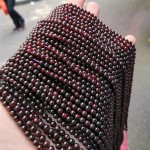 三圈酒红透亮石榴石手链 天然石榴石手串原石多圈 女款水晶首饰品