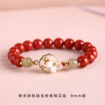 朱砂手串女新中式天然和田玉白蝶贝壳花国学手链国潮高级感礼物