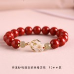 朱砂手串女新中式天然和田玉白蝶贝壳花国学手链国潮高级感礼物