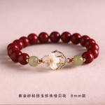 朱砂手串女新中式天然和田玉白蝶贝壳花国学手链国潮高级感礼物