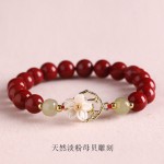朱砂手串女新中式天然和田玉白蝶贝壳花国学手链国潮高级感礼物