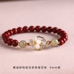 朱砂手串女新中式天然和田玉白蝶贝壳花国学手链国潮高级感礼物