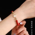 朱砂手串女新中式天然和田玉白蝶贝壳花国学手链国潮高级感礼物