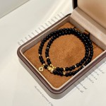 天然黑玛瑙双圈手串新中式铜钱葫芦手链小众叠戴国风显贵招财手饰