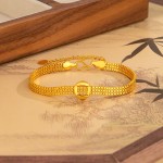 流金表带手链女时尚宽面双层设计复古轻奢2025新款手串送女友礼物