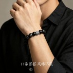 S925纯银新款天然银矅石圆珠手链高级感男士串珠轻奢手串小众礼物