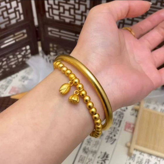 古法传承两世欢莲蓬手链女仿真黄金店同款复古文艺转运珠手串叠带