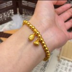 古法传承两世欢莲蓬手链女仿真黄金店同款复古文艺转运珠手串叠带