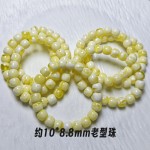二代蜜蜡白花蜡老型珠单圈手串 虎皮纹 瓷白 白绞黄老型珠手串