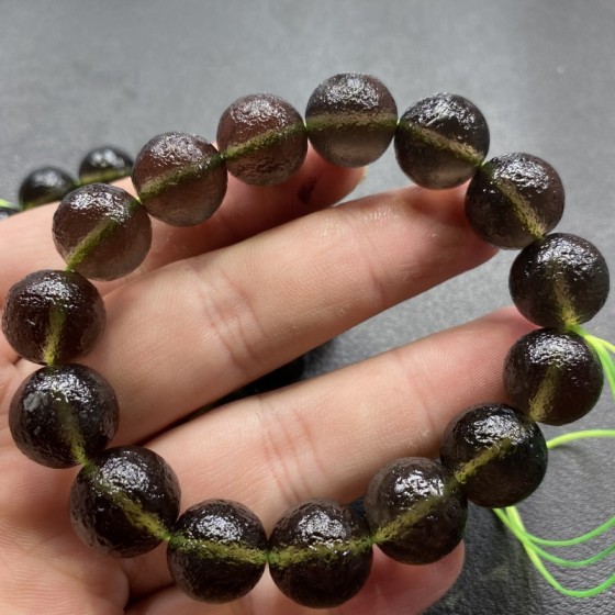 天然陨石天狼星手串磨砂款大颗粒水晶玻璃陨石饰品手串批发包邮