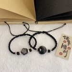 星星月亮银曜石星月菩提珠手绳女可爱小众情侣民族风编织手链手串