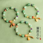 天然新疆金丝玉东陵玉兰花手串手链戈壁玉黄玉原创古风女款玉石
