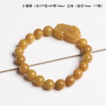 天然新疆金丝玉金钱貔貅手串护主戈壁玉黄玉皮丘玉石手链玉器批发