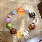 高品质天然海蓝宝黑金超黑闪灵紫锂辉月光石白水晶多宝手链手串