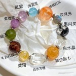 高品质天然海蓝宝黑金超黑闪灵紫锂辉月光石白水晶多宝手链手串