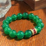 复古高品质12MM大颗粒天然绿玉髓绿玛瑙手链手串