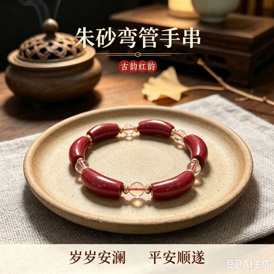 工厂批发高含量朱砂弯管手串保真朱砂手链女士时尚百搭平安顺遂