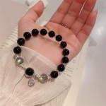 黑曜石手串小众设计串珠简约手链闺蜜复古百搭冷淡风晶精致款闺蜜