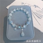 民升 海蓝宝星星猫眼石水晶手链女款月光石手串轻奢小众轻奢精致