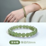 天然和田玉手串女晴水有鉴定书8mm玉石手串批发七夕节礼物