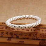 素秋 麻花手镯白铜镀银手工扭丝绞丝亮面开口简约复古文艺送女友