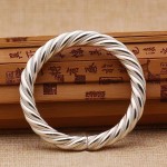 素秋 麻花手镯白铜镀银手工扭丝绞丝亮面开口简约复古文艺送女友