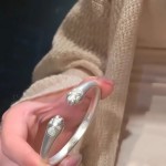 小红书抖音同款招财纳福猫爪镀银手镯银可爱猫爪开口手镯工厂批发