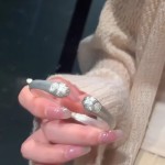 小红书抖音同款招财纳福猫爪镀银手镯银可爱猫爪开口手镯工厂批发