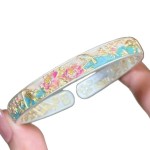 【直播爆款】青棠手镯女描金青绿珐琅粉牡丹浮雕鎏金重工百搭手环