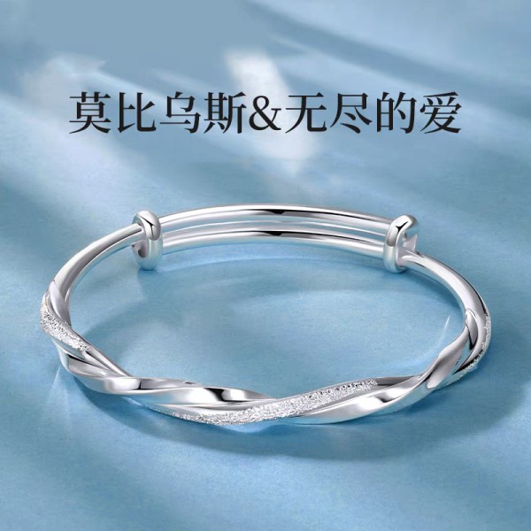 小红书爆款莫比乌斯实心小众手镯轻奢小众简约百搭闪沙手环送女友