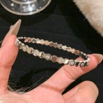 银色钛钢手镯女款高级感锆石素圈手镯手饰品银镯子手链串手环新款