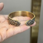 铜镀黑金新中式时尚饕餮开口手镯轻奢复古高级感低调男士个性镯子