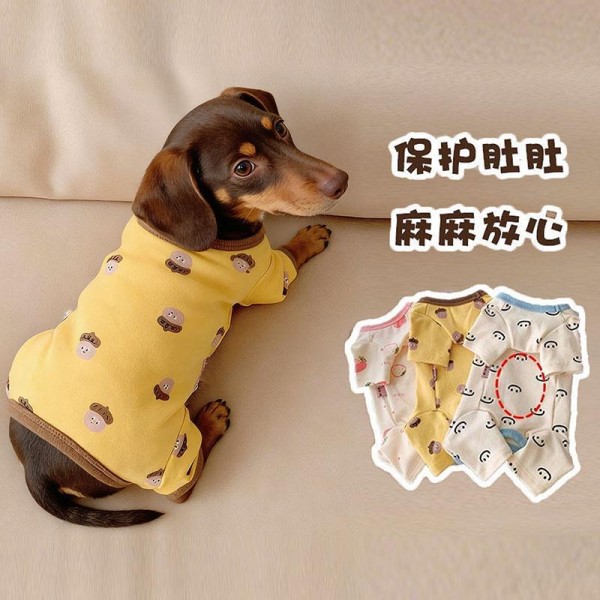 四季印花四脚衣居家包肚衣狗猫母狗护肚衣保暖防着凉宠物泰迪衣服
