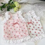 狗狗衣服春夏新款碎花蕾丝吊带公主裙子宠物比熊泰迪花边背心裙