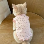 飞袖碎花宠物背心泰迪雪纳瑞狗狗家居服春秋天公主防掉毛猫咪衣服