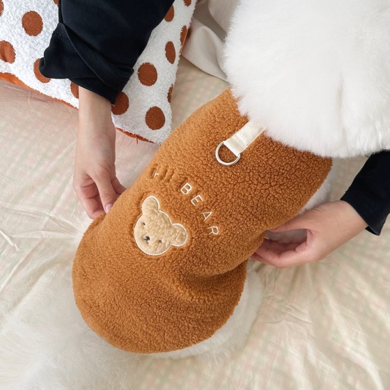 冬装新款ins风加绒保暖宠物狗狗猫咪衣服泰迪比熊贵宾可牵引背心