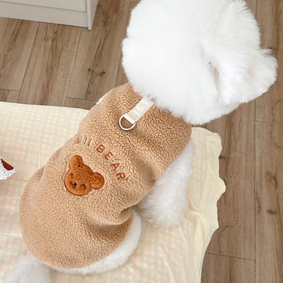 冬装新款ins风加绒保暖宠物狗狗猫咪衣服泰迪比熊贵宾可牵引背心