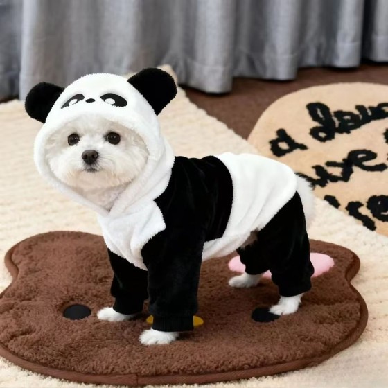 熊猫四脚衣秋冬可爱保暖泰迪比变身狗狗小型衣服加绒博美猫咪衣服