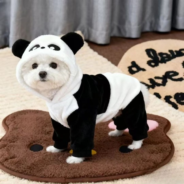 熊猫四脚衣秋冬可爱保暖泰迪比变身狗狗小型衣服加绒博美猫咪衣服