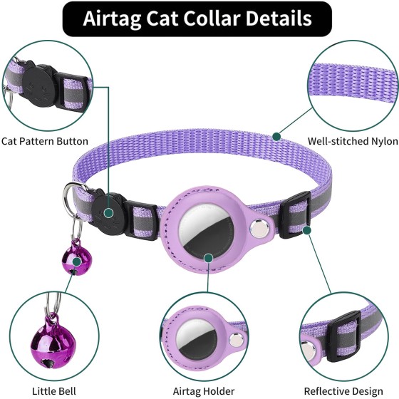 现货适用宠物Airtag猫咪项圈防丢失智能可定位追踪小猫反光铃铛圈