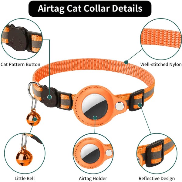 2025新款适用各系统Airtag反光宠物猫咪项圈带铃铛定位器项圈现货