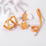 一件代发激光刻字可爱舒适姜黄绒宠物项圈 狗绳宠物牵引宠物用品