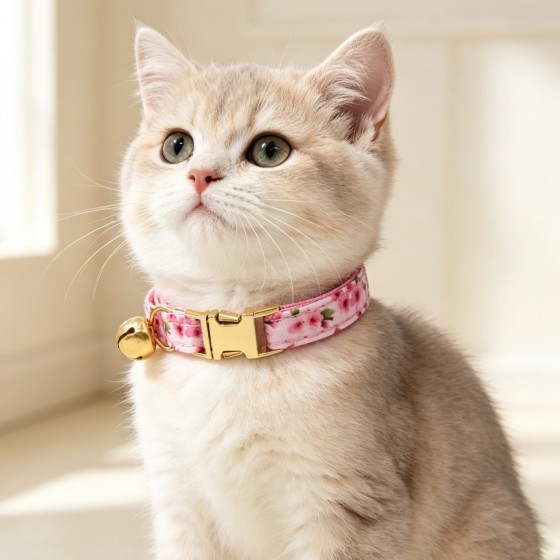 夏日水果花卉印花猫脖圈可拆蝴蝶结铃铛猫咪项圈现货批发一件代发