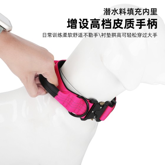 亚马逊战术反光狗项圈中大型犬耐拉耐磨宠物项圈防爆冲带手柄脖圈